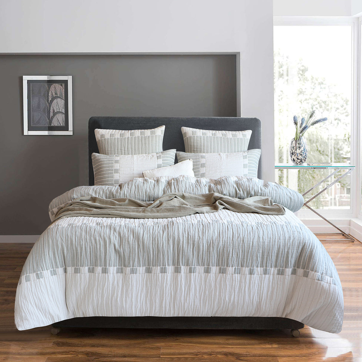 Renee Taylor Brooks Jacquard Yarn Dye Quilt / Duvet Cover Set Queen