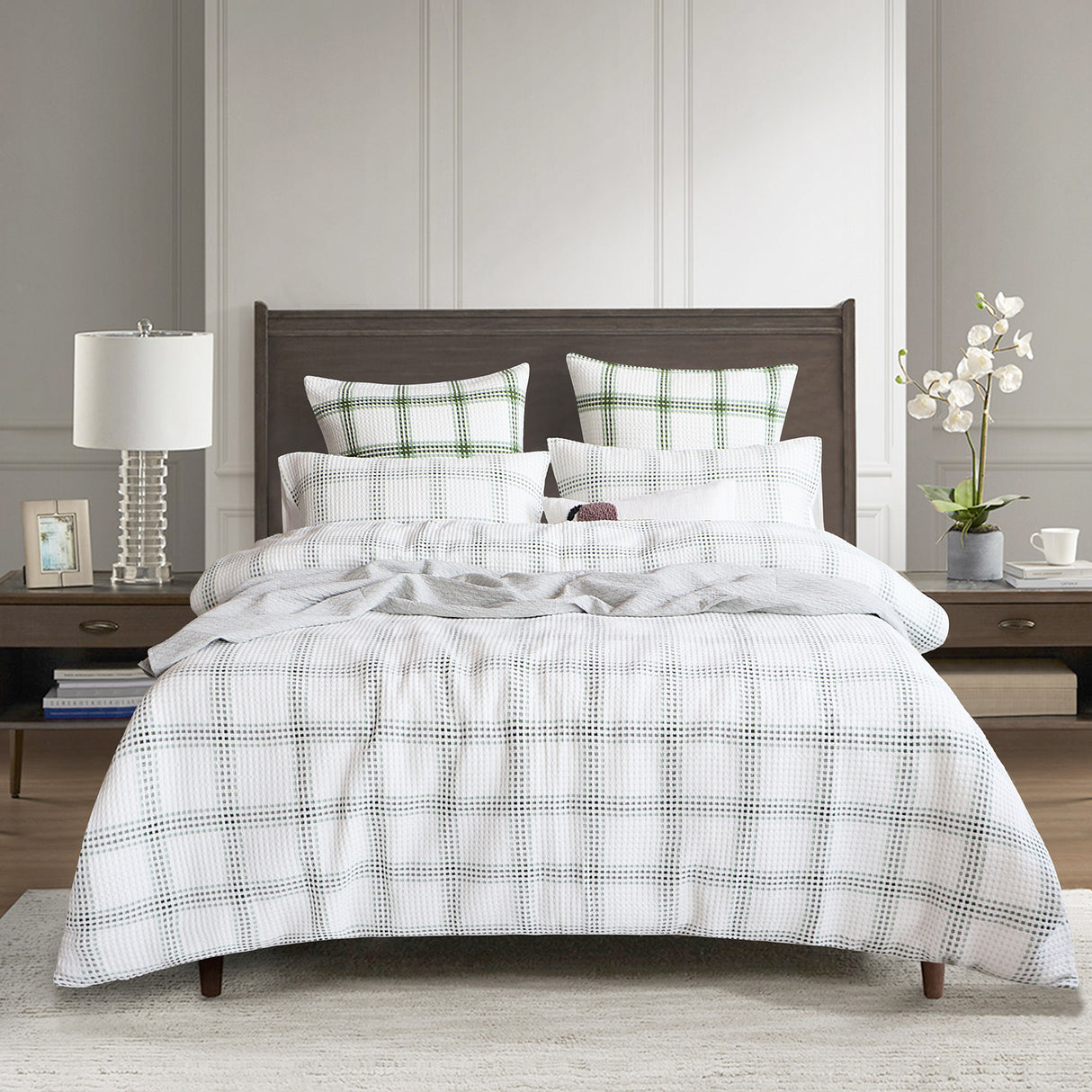 Renee Taylor Elliot Yarn Dye Waffle Quilt / Duvet Cover Set Super King