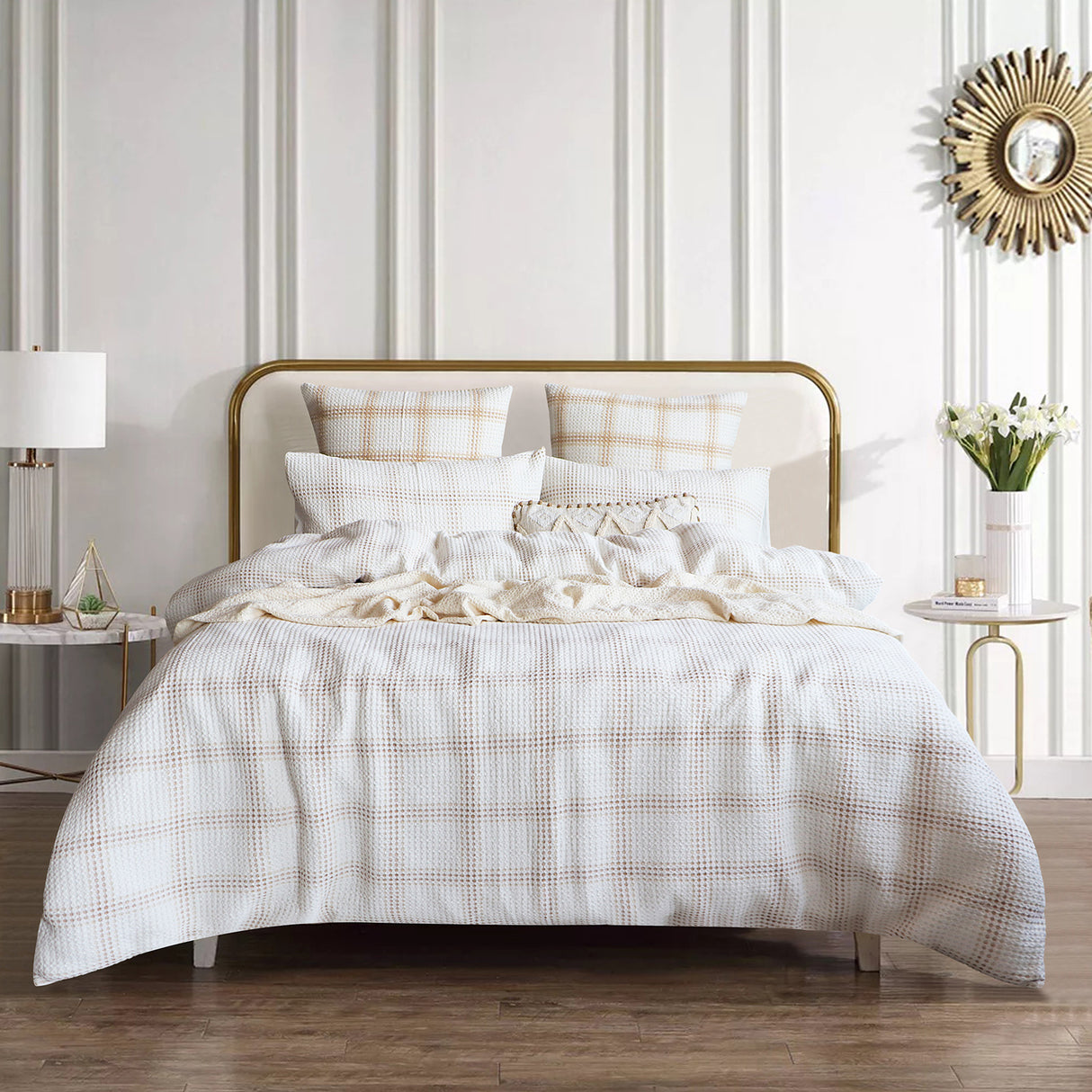 Renee Taylor Cohen Yarn Dye Waffle Quilt / Duvet Cover Set Queen