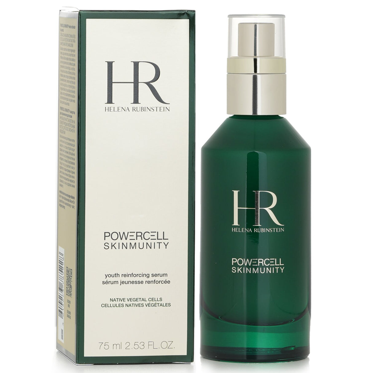Helena Rubinstein Powercell Skinmunity serum in a 75ml bottle; enhances skin's defenses for a youthful, radiant complexion.