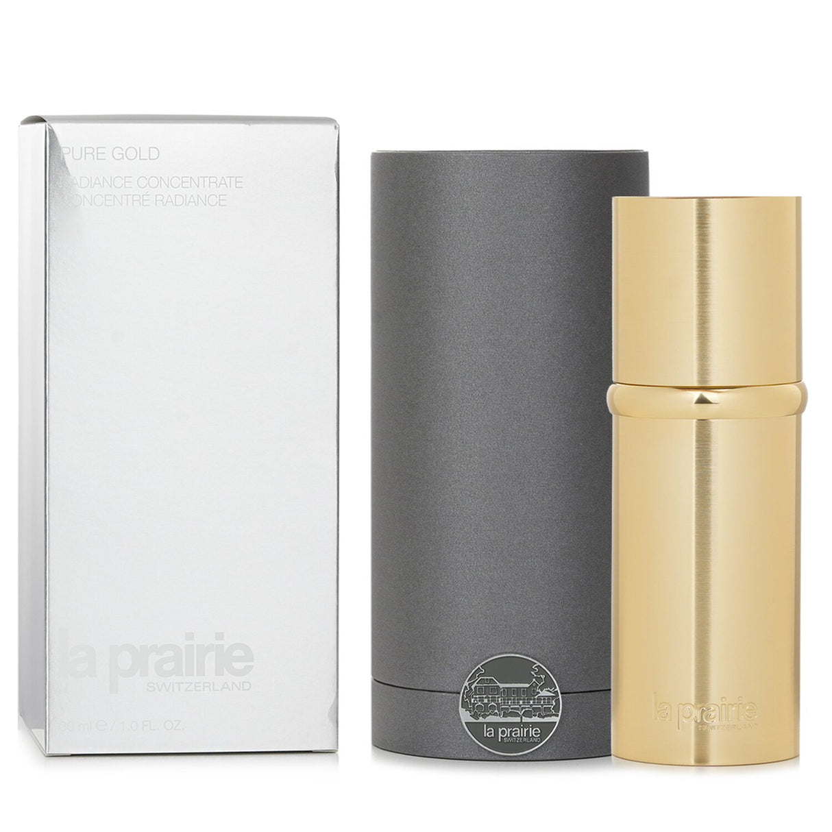 Luxurious La Prairie Pure Gold Radiance Concentrate in a 30ml bottle, designed to hydrate and enhance skin radiance.