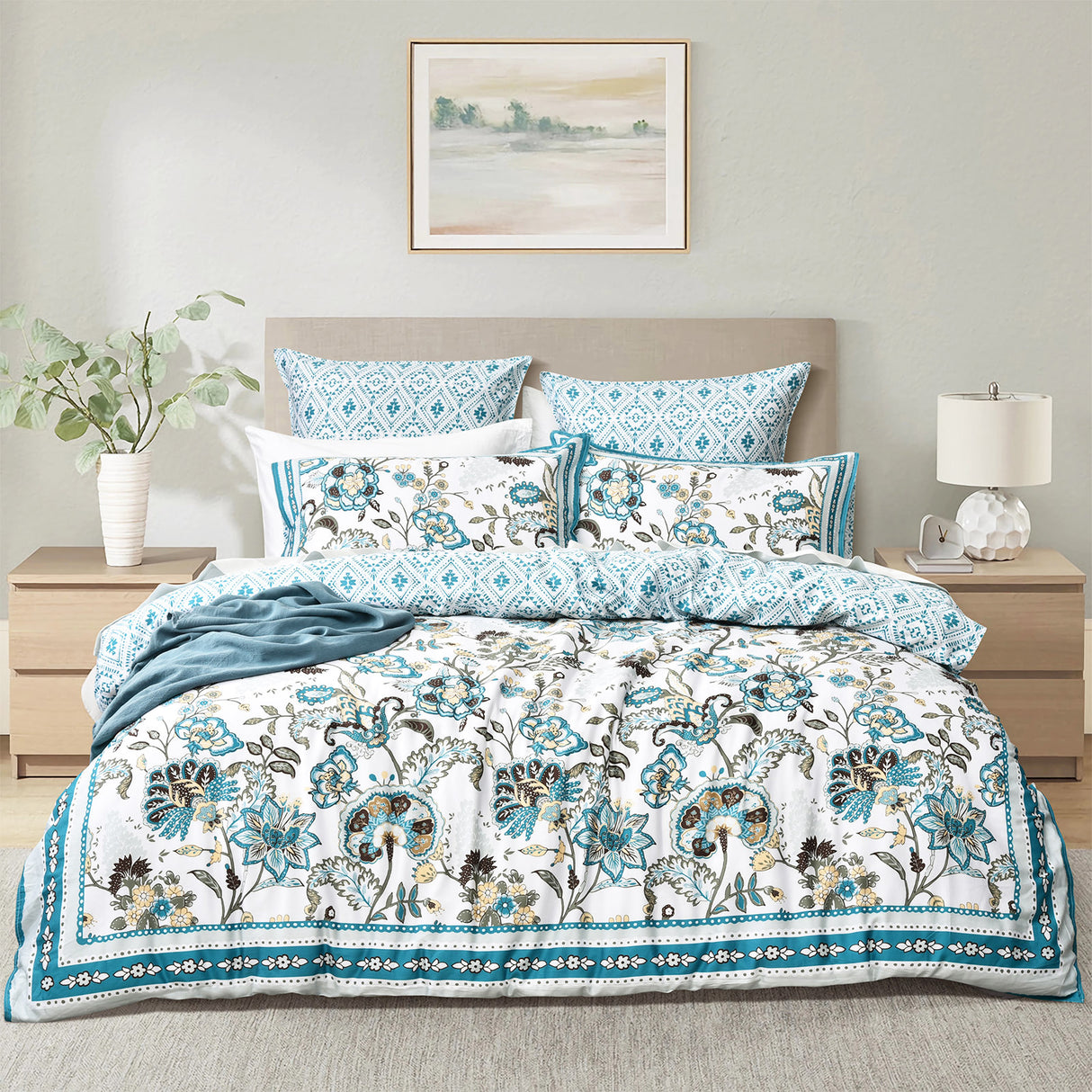 Renee Taylor 300 TC Cotton Reversible Quilt / Duvet Cover Set Queen Anaya