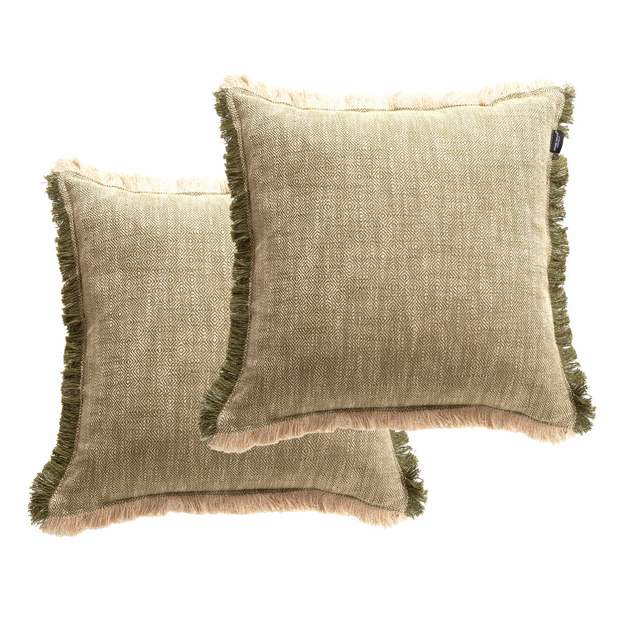 Franco Stone Washed Yarn-Dyed Cushion Twin Pack 50 x 50cms Feather Filled Olive