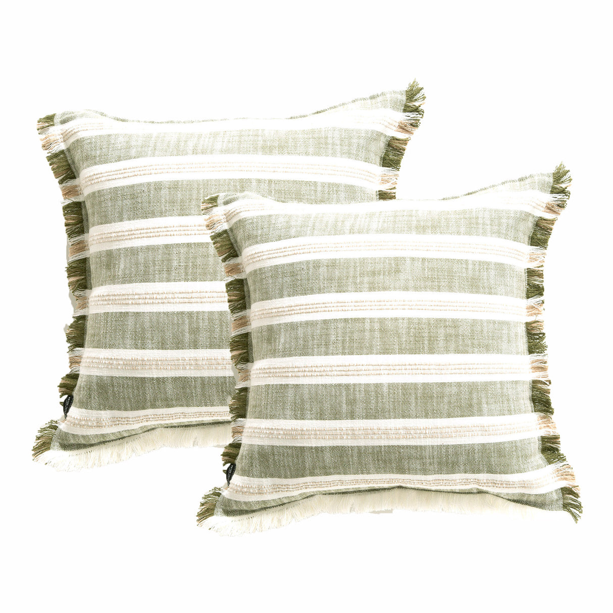 Capri Stripe Cushion Twin Pack 50 x 50cms Feather Fill - Juniper