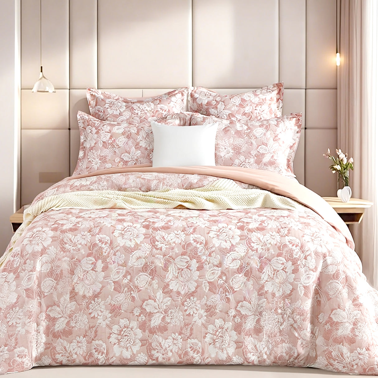 Renee Taylor Aura Jacquard Euro Pillowcase Blush