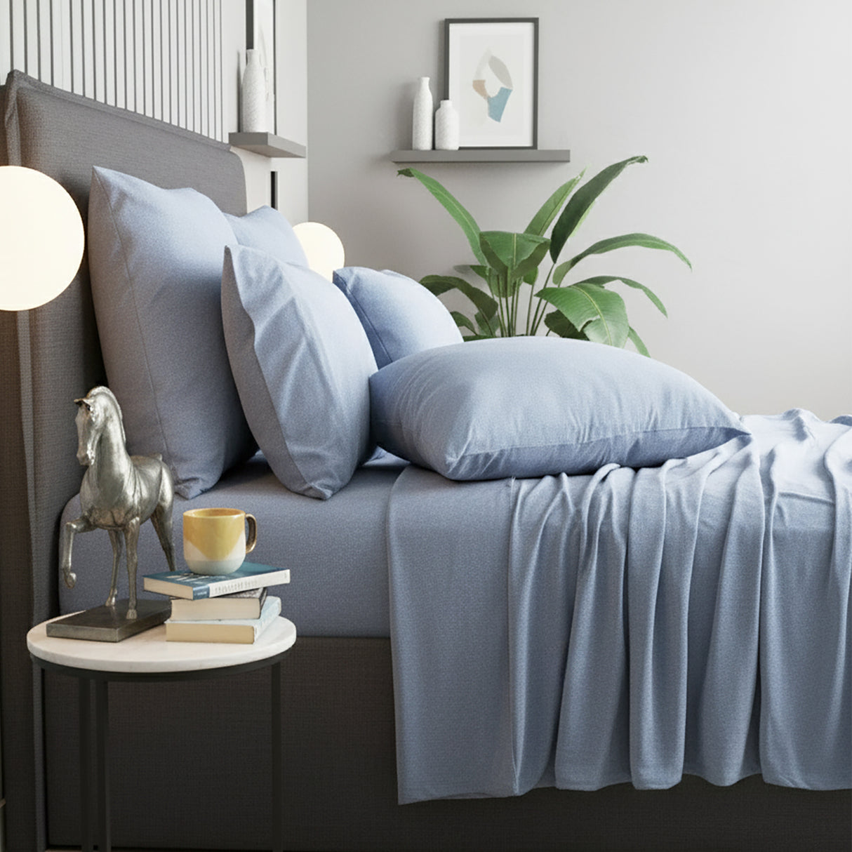 Renee Taylor Comfort Organic Cotton Sheet Set Long Single Ink