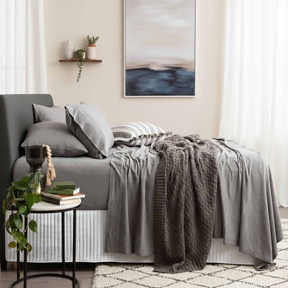 Renee Taylor Comfort Organic Cotton Sheet Set Single Charcoal