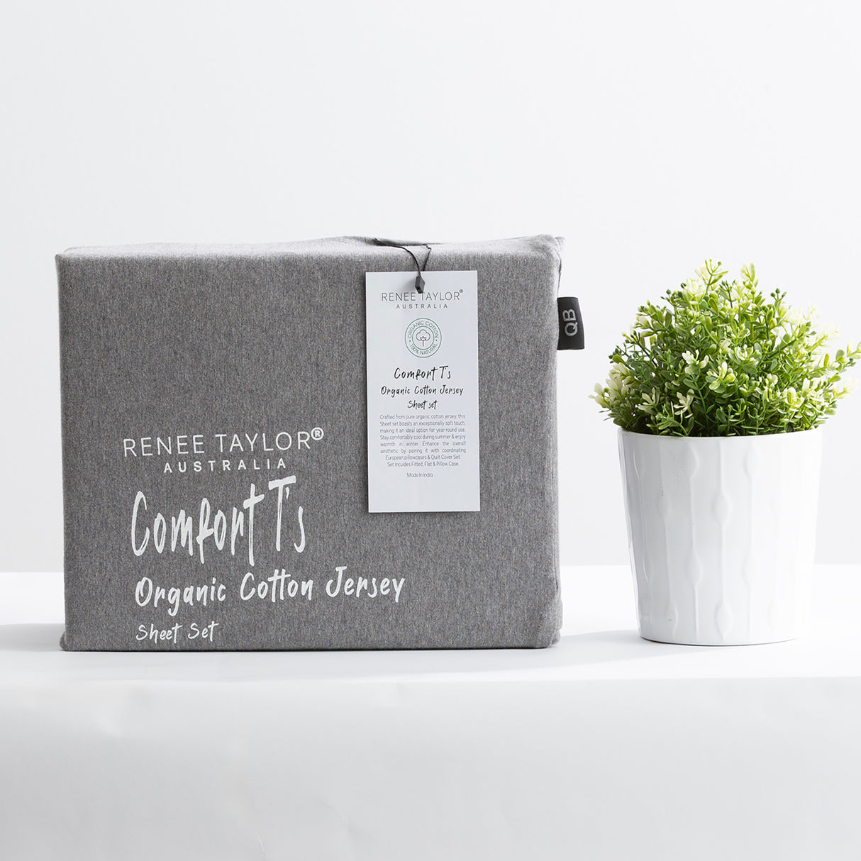 Renee Taylor Comfort Organic Cotton Sheet Set Single Charcoal