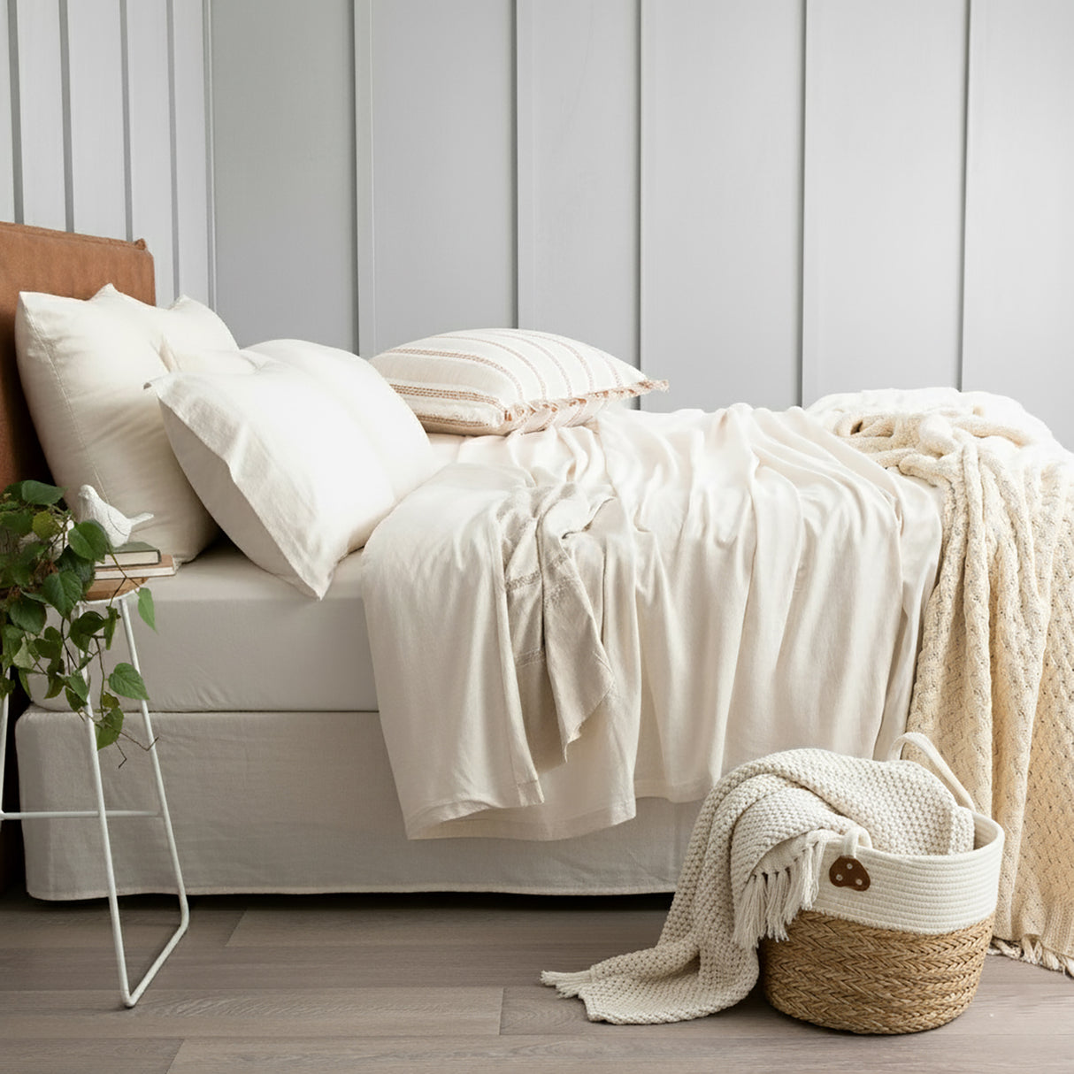 Renee Taylor Comfort Organic Cotton Sheet Set Single Oatmeal