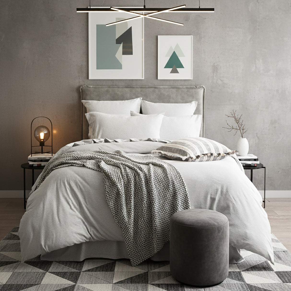 Renee Taylor Comfort Organic Cotton Quilt Cover Set Queen Grey Marle
