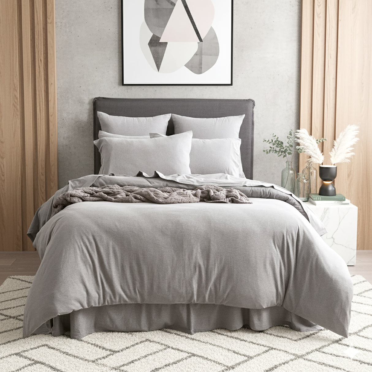 Renee Taylor Comfort Organic Cotton Quilt Cover Set Double Charcoal