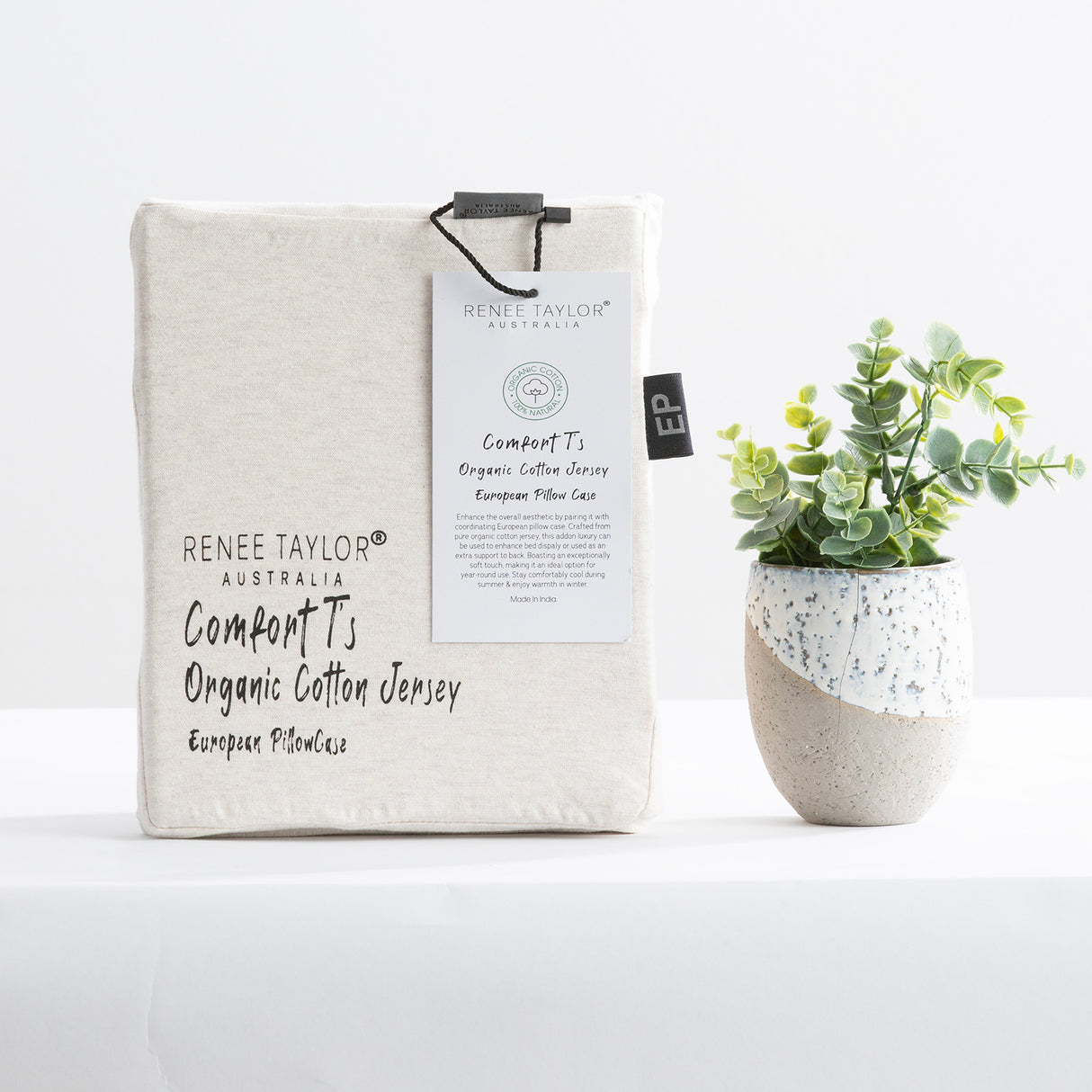 Renee Taylor Comfort Organic Cotton Quilt Cover Set Queen Oatmeal