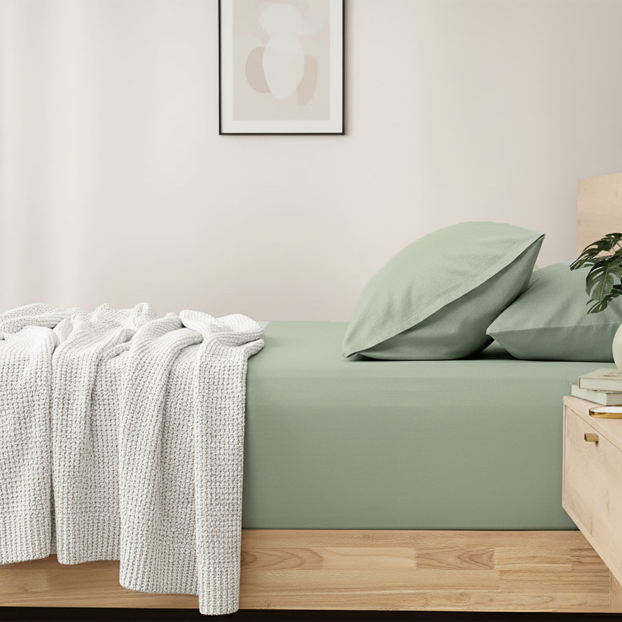 400 Thread Count Egyptian Cotton Fitted & Pillow Case Long Single Basil