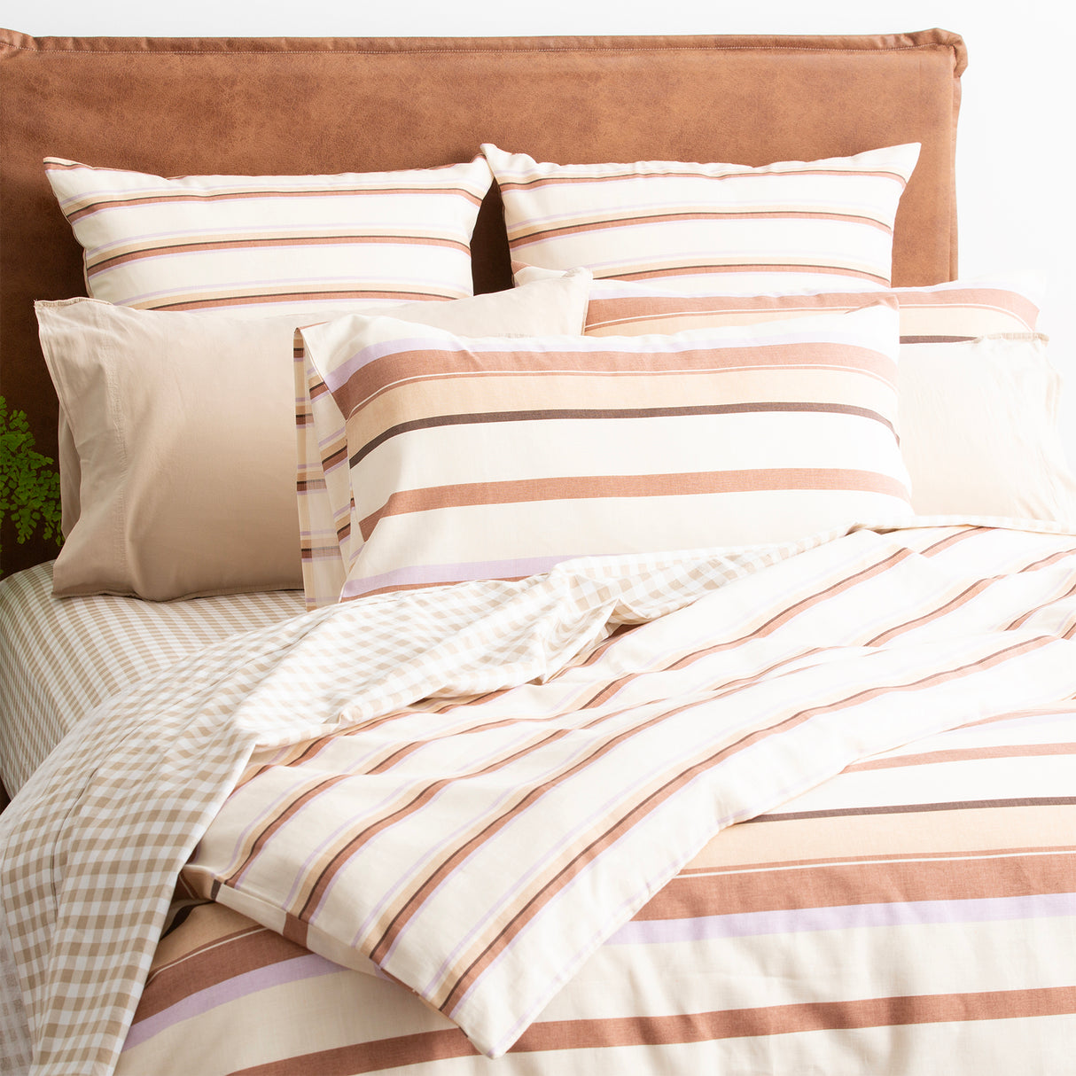 Textured Cotton Slub Reversible Quilt Cover Set Super King William Stripe