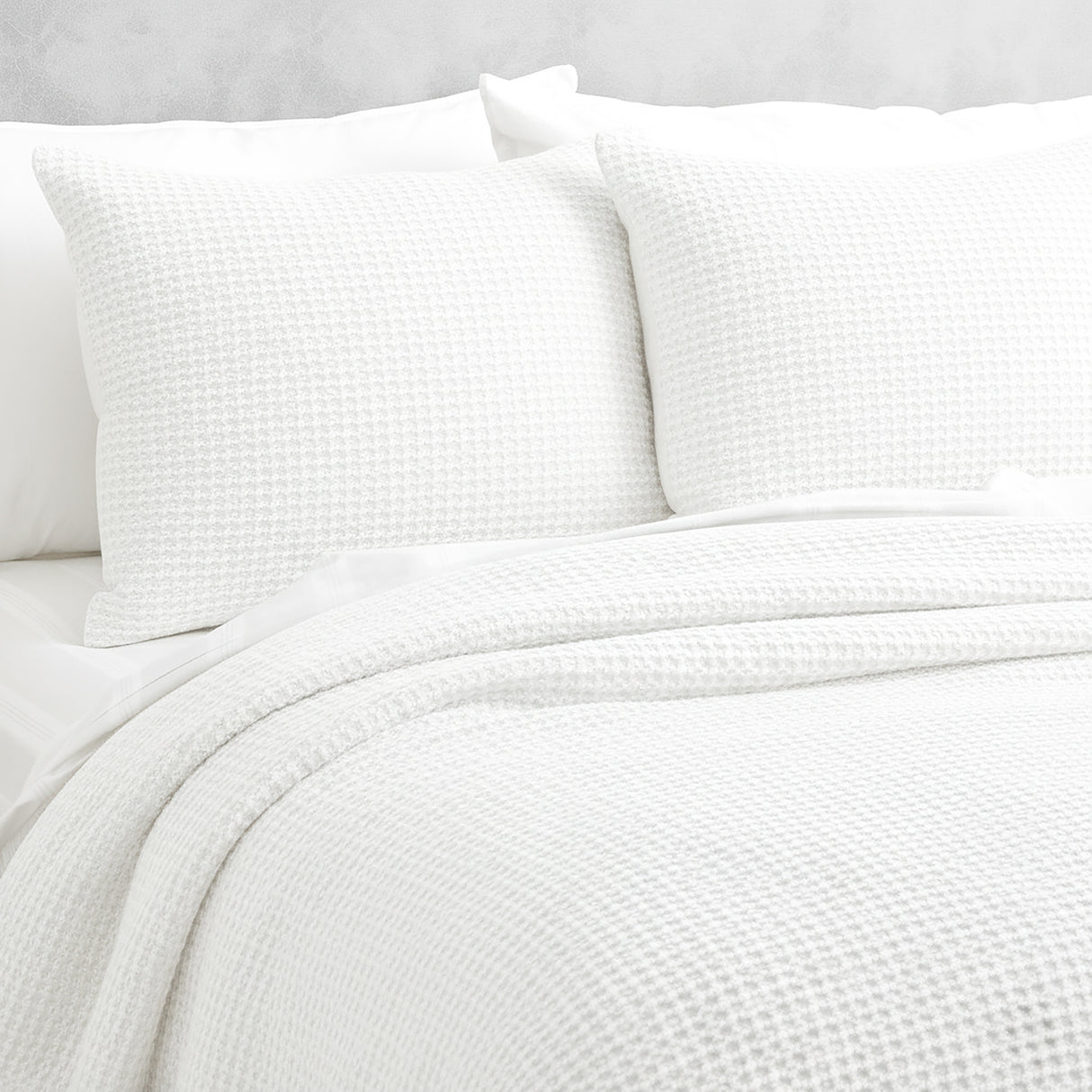 Cloud Linen Stone Washed Cotton Waffle Comforter Set King/Super King Ivory