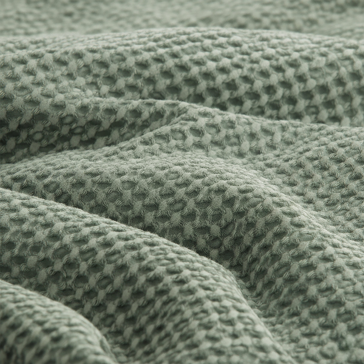 Cloud Linen Boronia Stone Washed Cotton Waffle Comforter Set Double/Queen Moss