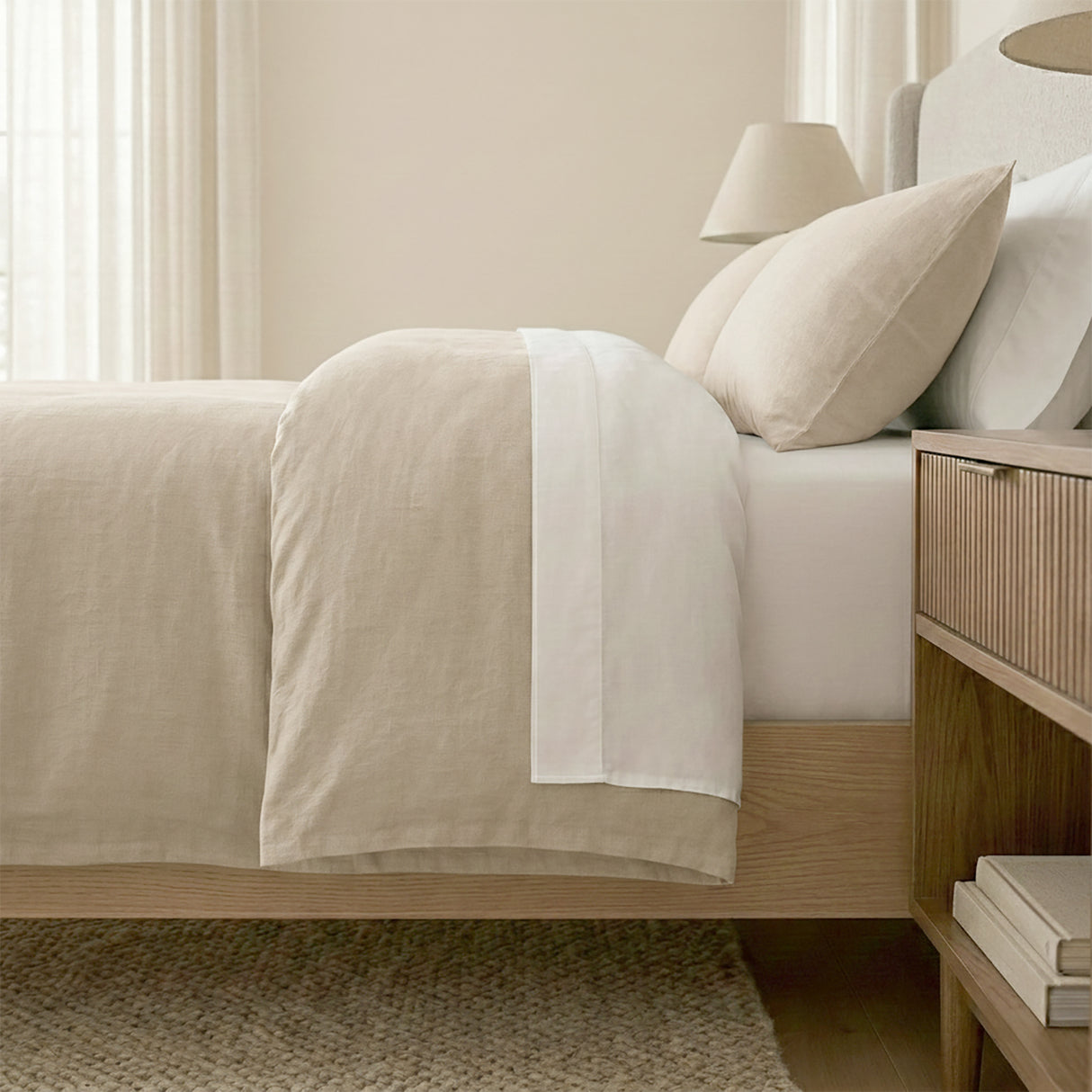 Renee Taylor Washed Linen Cotton Quilt Cover Set Double Natural