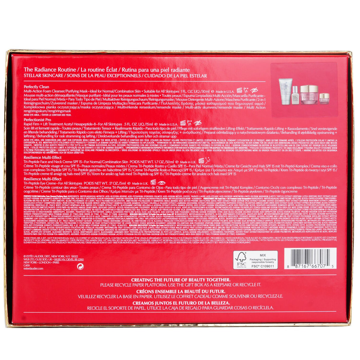 Estee Lauder Radiance Routine Set featuring 4 essential skincare products for enhanced glow and youthful skin.