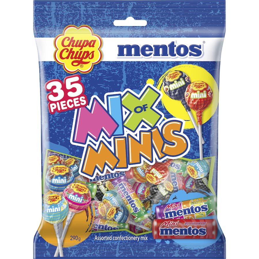 Chupa Chups Lollipops Minis Mix 290g Bag 35pack