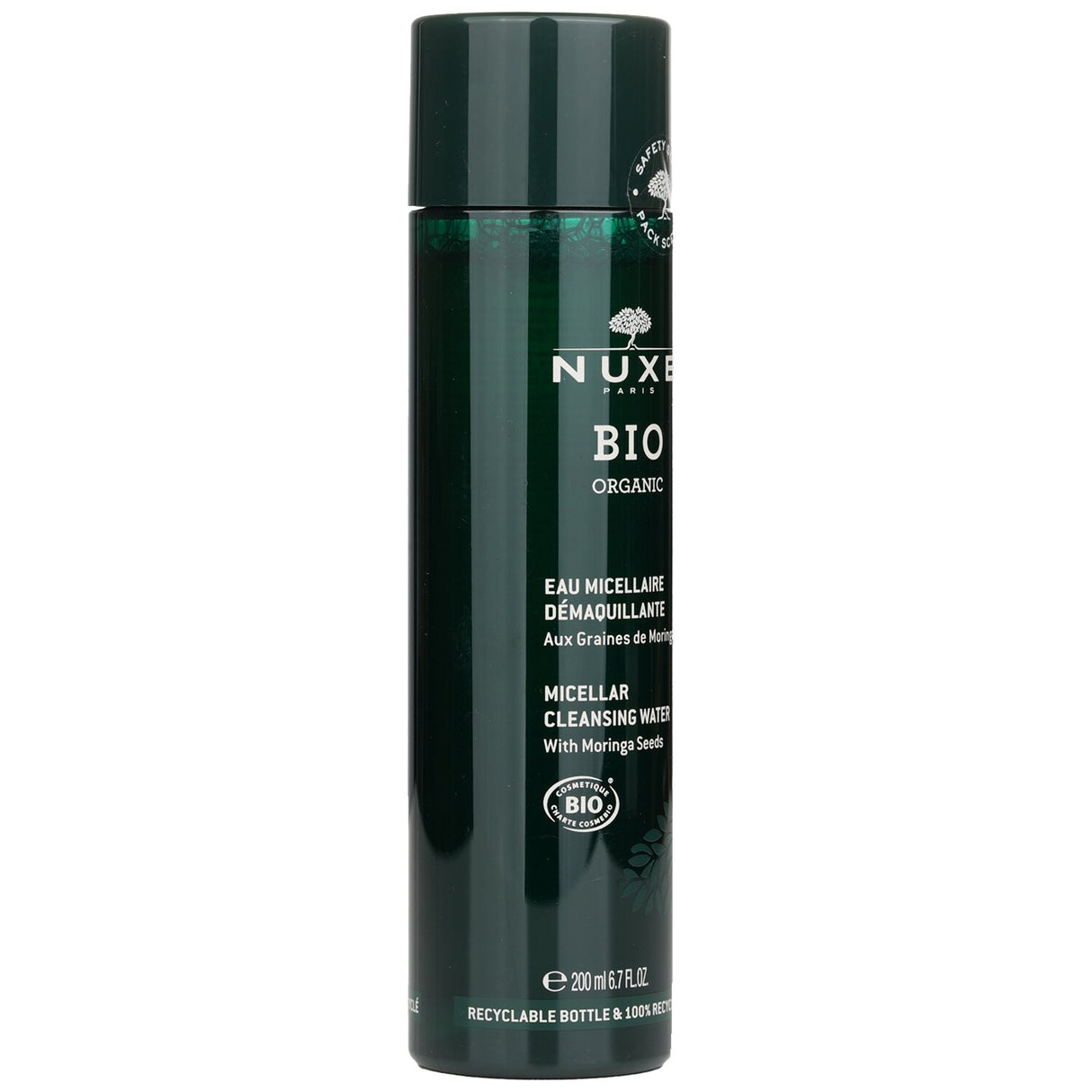 Nuxe Bio Organic Micellar Cleansing Water with Moringa Seeds, gentle cleanser for all skin types in 200ml size.