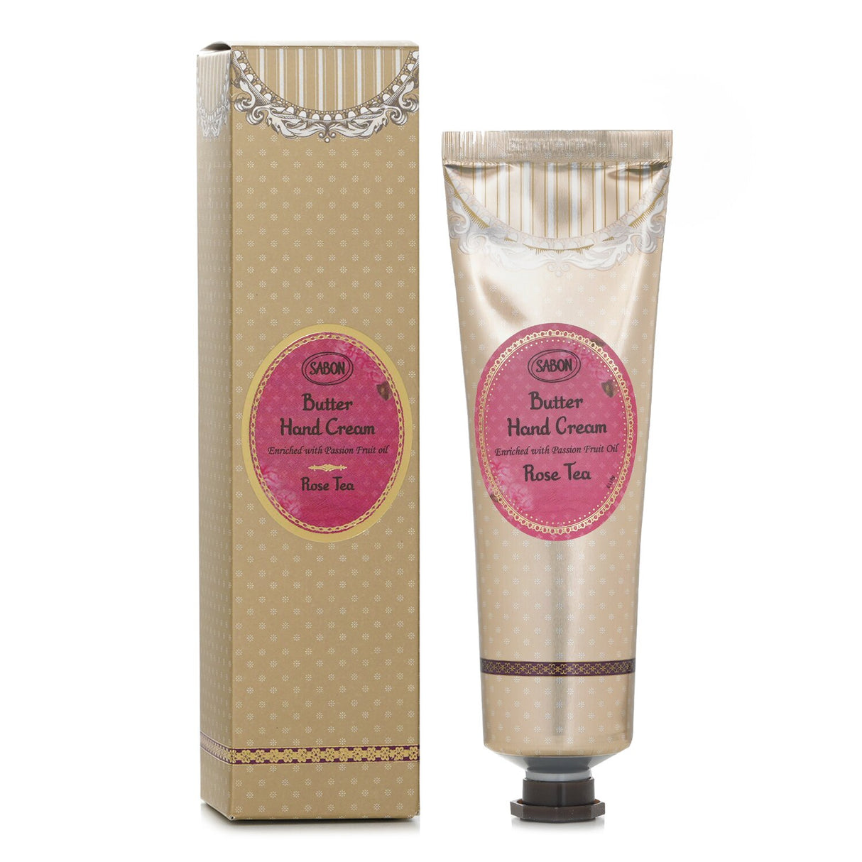 Luxurious Rose Tea hand cream with Shea Butter and Aloe Vera for deep hydration and soft, fragrant hands.