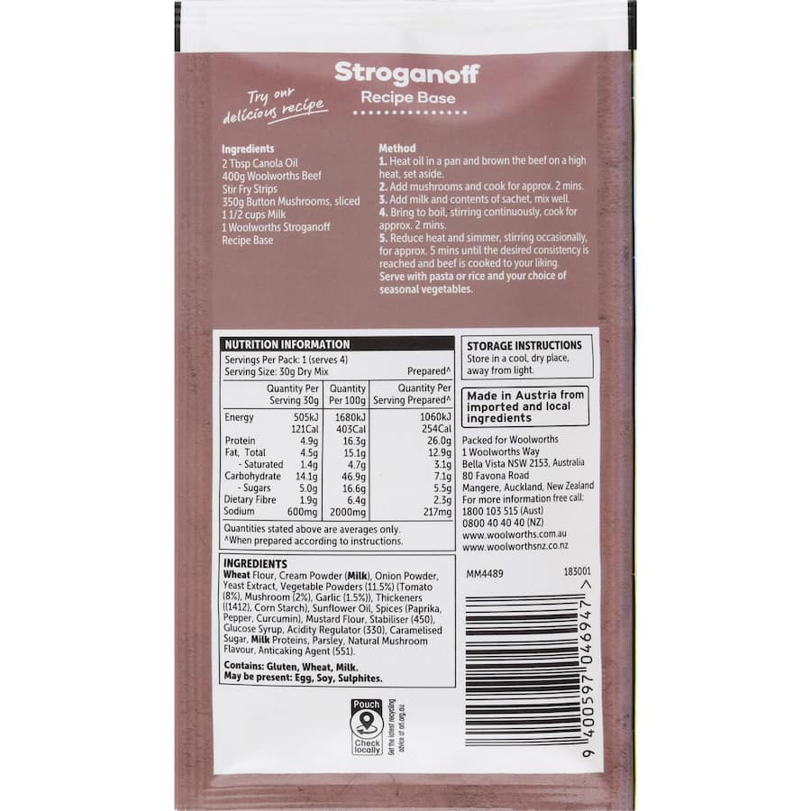Woolworths Recipe Base Stroganoff 30g