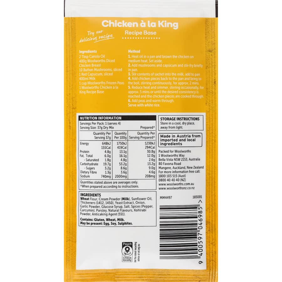 Woolworths Recipe Base Chicken A La King 37g