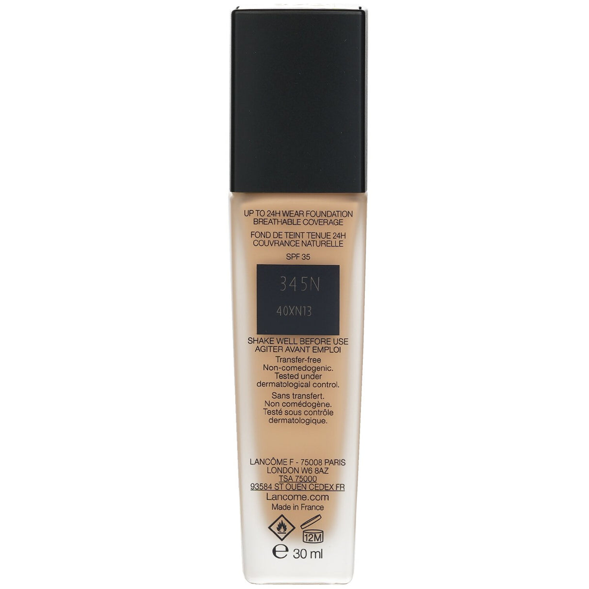 Lancome Teint Idole Ultra Wear Foundation SPF 35 in shade #345N, offering flawless, long-lasting coverage for all skin types.