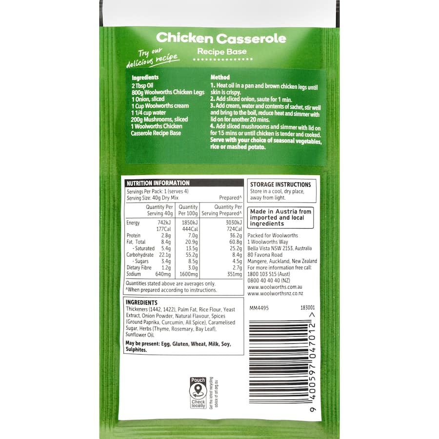 Woolworths Recipe Base Chicken Casserole 40g