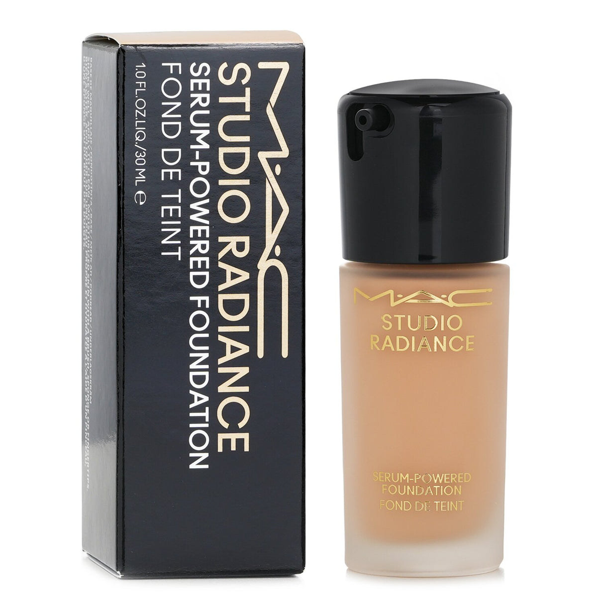 MAC Studio Radiance Serum Foundation in NW13, nourishing with 80% skincare base for dewy glow and medium buildable coverage.