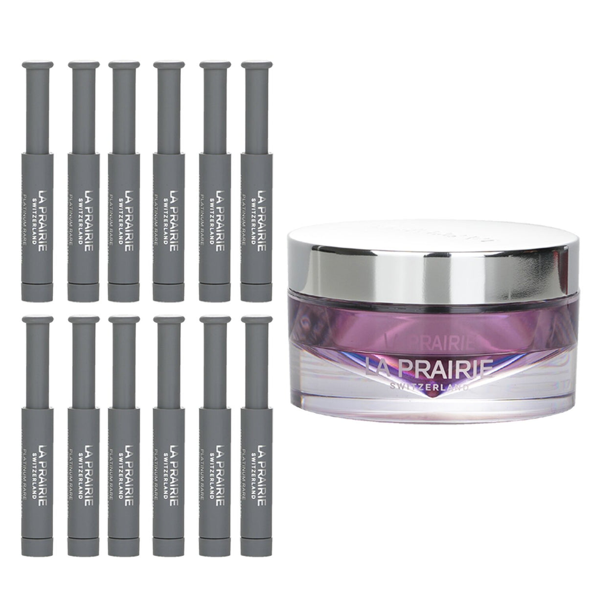 La Prairie Platinum Rare Overnight Mask, 20ml + 12x0.7ml, rejuvenates skin with advanced biomolecules for a youthful glow.