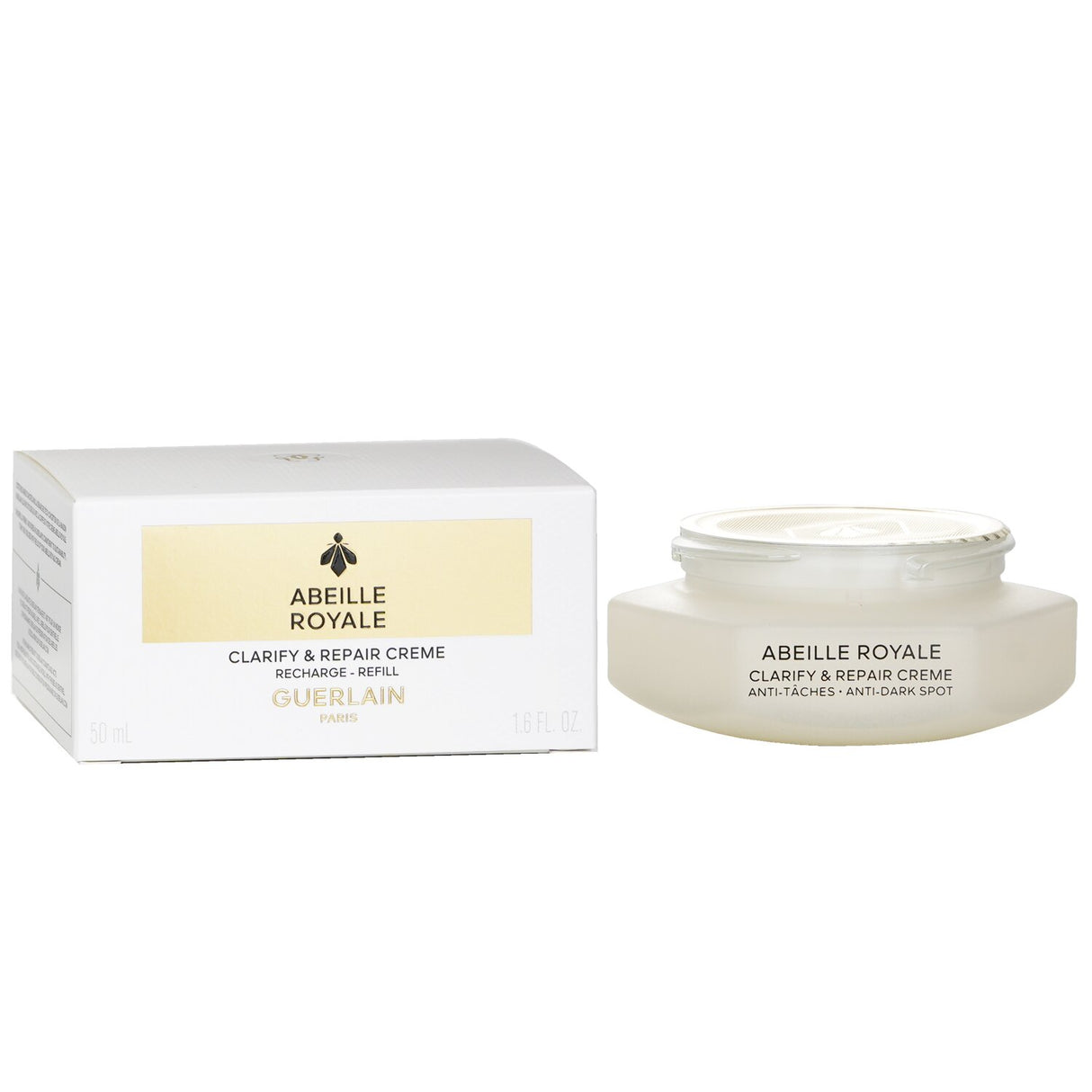 Guerlain Abeille Royale Anti Dark Spot Cream Refill, 50ml, for brightening and repairing skin with bee products and vitamin C.