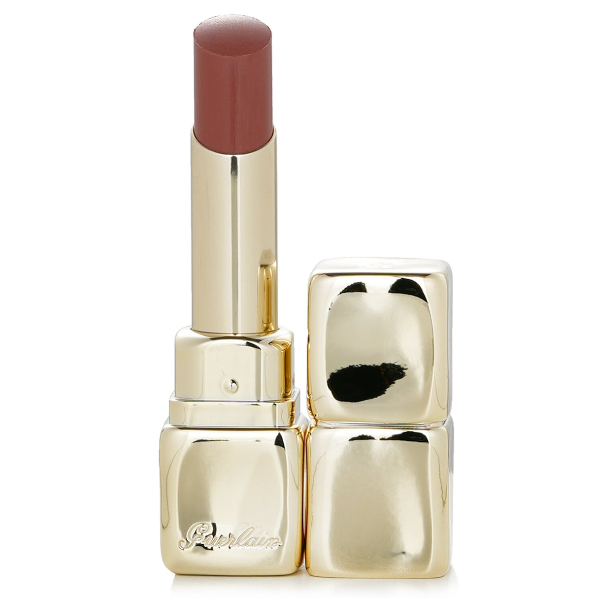 Guerlain KissKiss Shine Bloom Lipstick in #119 Floral Nude, creamy formula for hydrated, vibrant lips with high-impact shine.