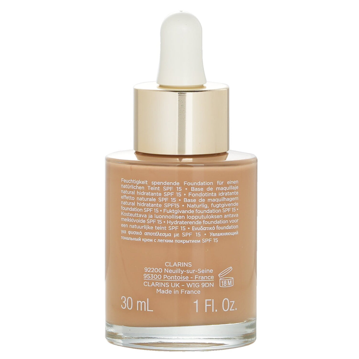 Clarins Skin Illusion Foundation SPF 15 in Sandalwood, a lightweight, hydrating formula for a natural, radiant complexion.