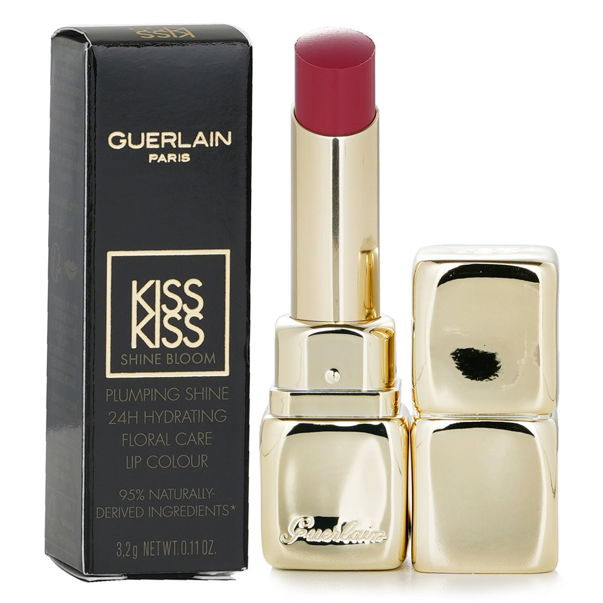 Guerlain KissKiss Shine Bloom Lipstick in #219 Eternal Rose, offering silky hydration and radiant color with natural ingredients.