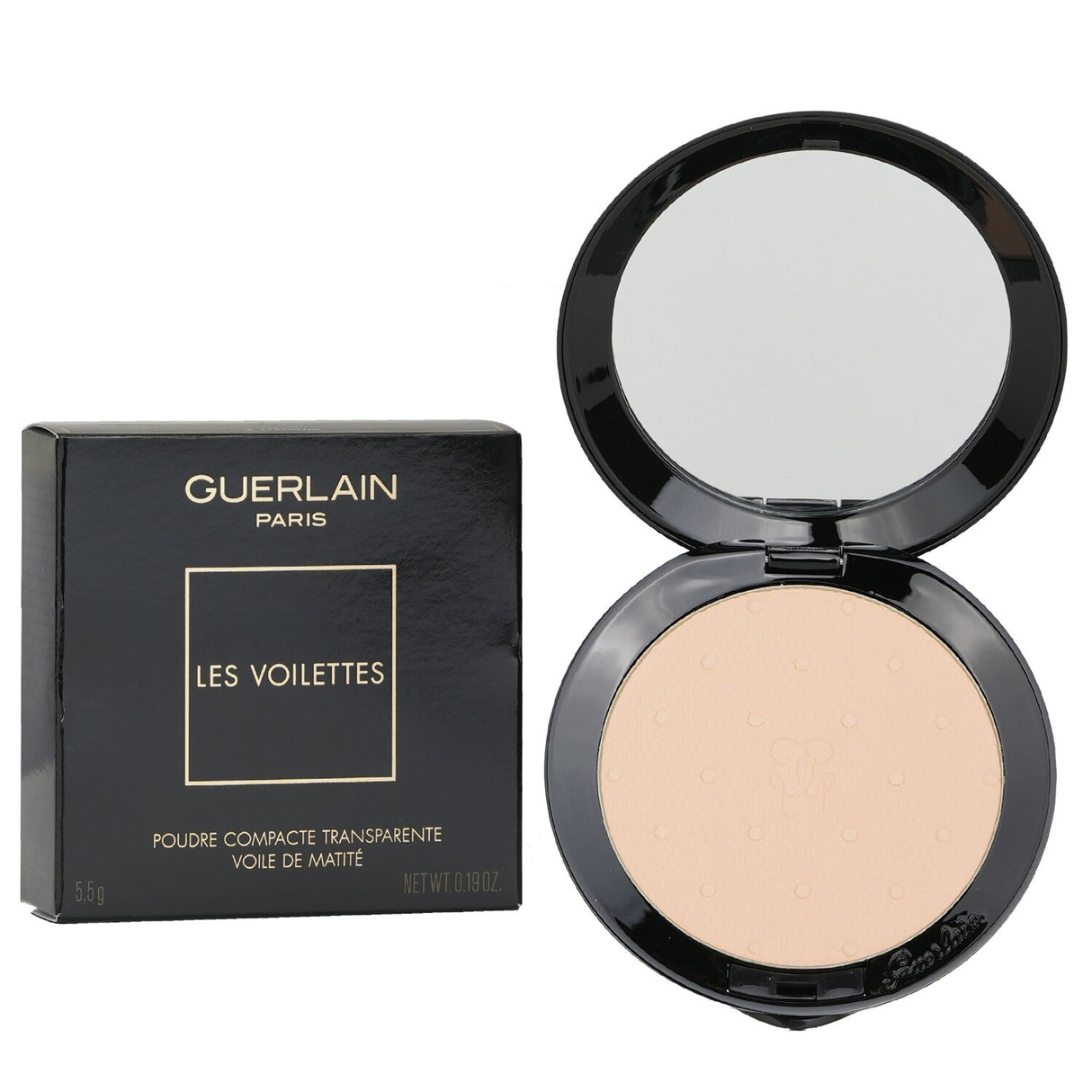 Guerlain Les Voilettes Translucent Compact Powder in #03 Medium, a lightweight setting powder in a golden case with a satin-matte finish.