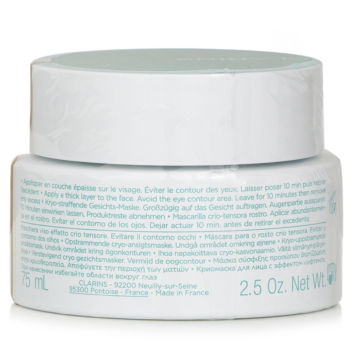 Clarins Cryo Flash Cream Mask 75ml, a cooling skincare treatment for instant revitalization and luminous skin glow.