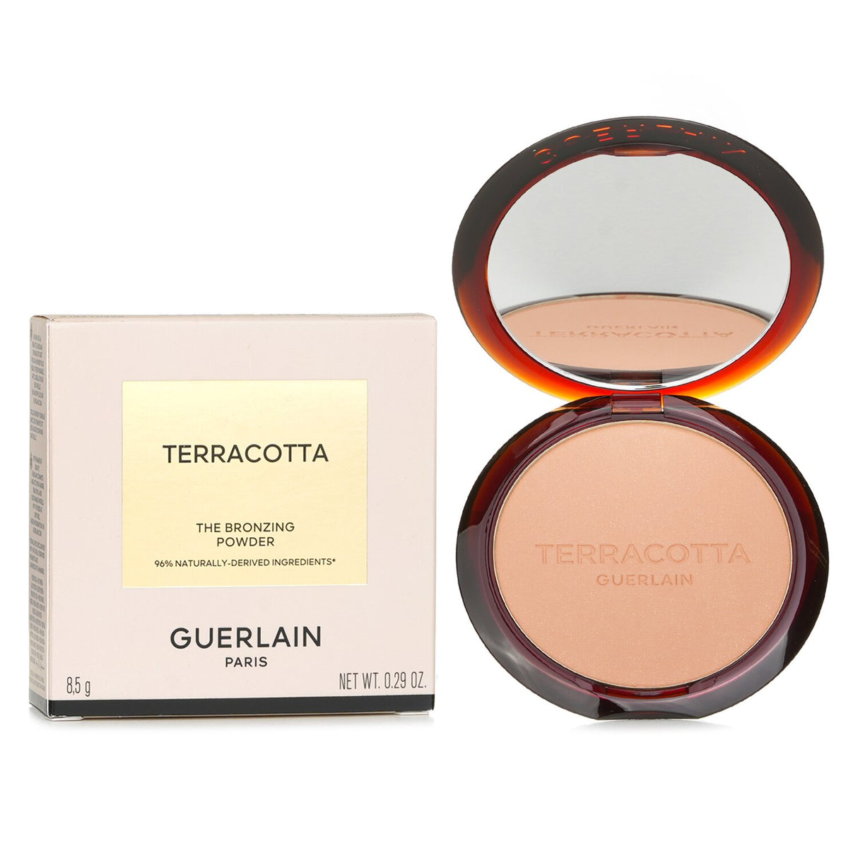 Guerlain Terracotta Bronzing Powder #00 Light Cool, a lightweight, nourishing bronzer for a natural sun-kissed glow.