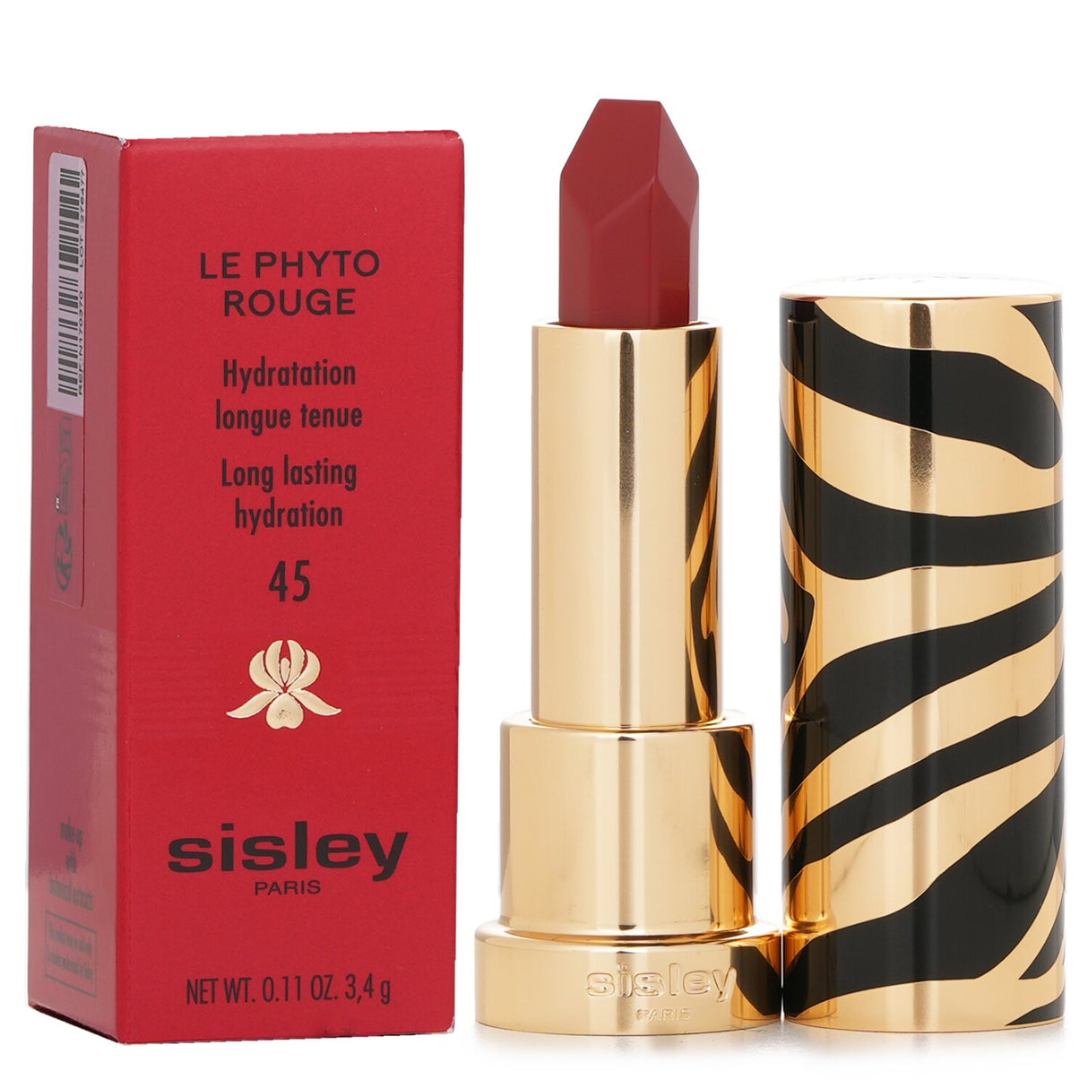 Sisley Le Phyto Rouge #45 Rouge Milano lipstick offers high-impact color, hydration, and a silky satin finish for stunning lips.