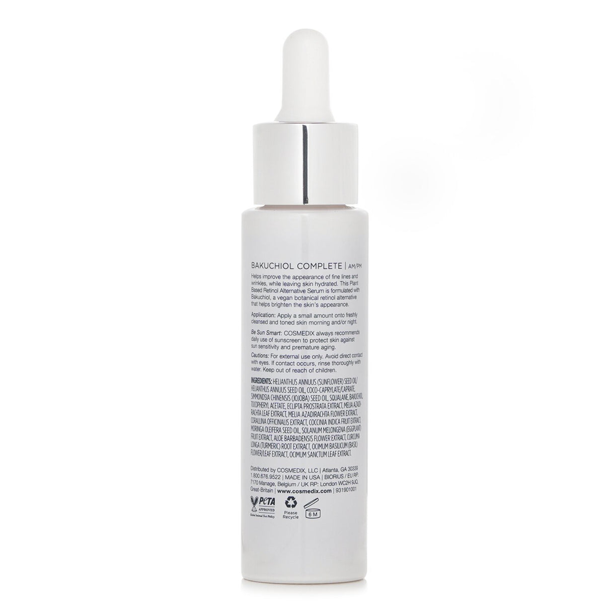 CosMedix Bakuchiol Complete Plant Based Retinol Alternative Serum 30ml/1oz