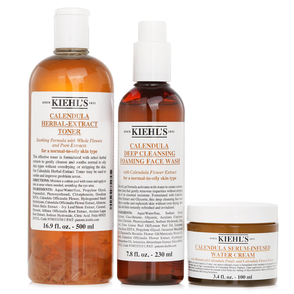 Kiehl's Calendula 3 Step Hydration Set: Face Wash 230ml + Toner 500ml + Water Cr