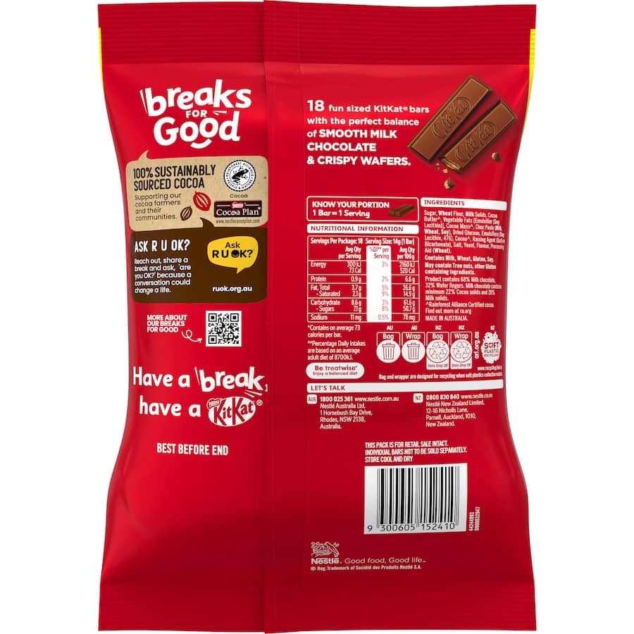 Nestlé Kit Kat Milk Chocolate Bars Share Pack 18 pack 252g