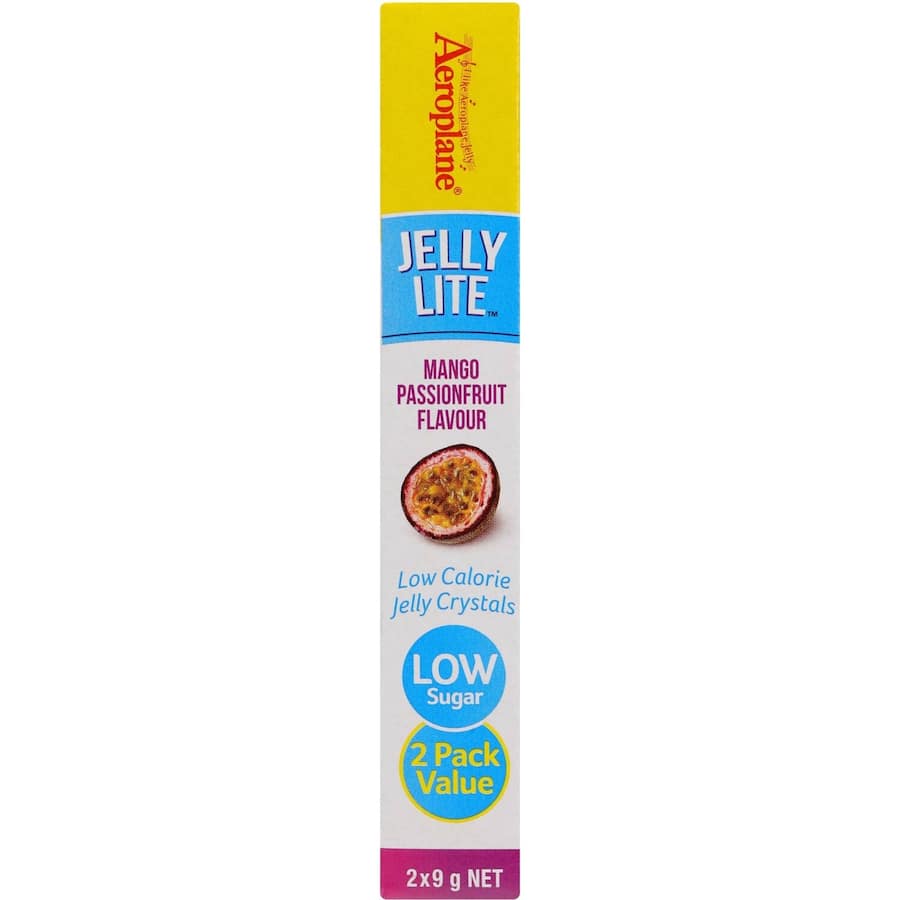 Aeroplane Jelly Lite Crystals Mango Passionfruit Low Sugar Sachet 2 x 9g