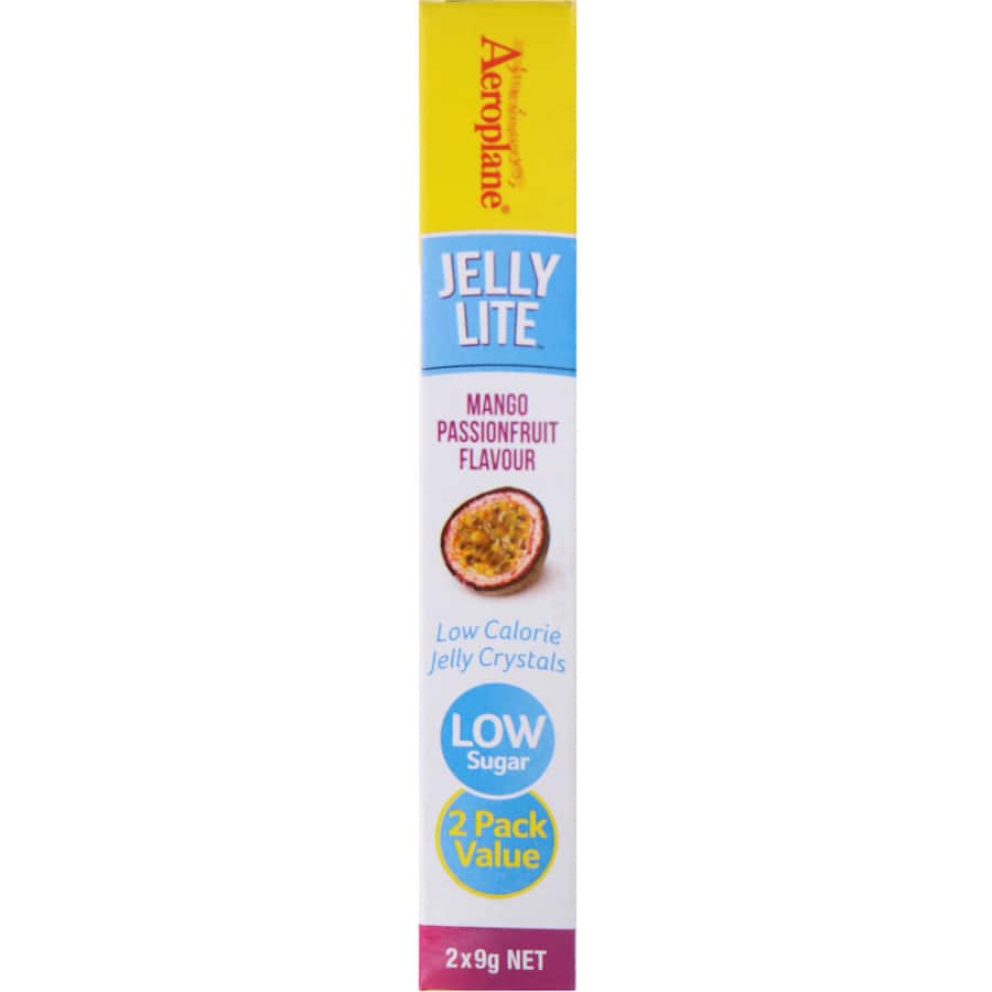 Aeroplane Jelly Lite Crystals Mango Passionfruit Low Sugar Sachet 2 x 9g