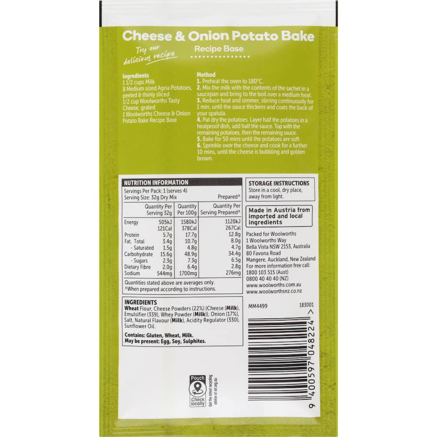 Woolworths Recipe Base Cheese And Onion Potato Bake 32g