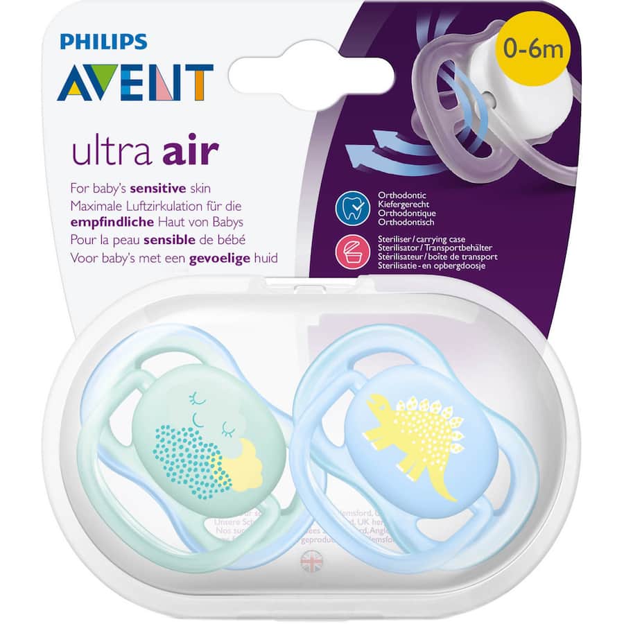 Avent Ultra Air Comforters Design Soother 0-6 Months 2pack