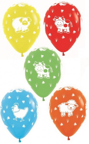 Latex Balloons - Sempertex Farm Animals Fashion (Assorted, 25 Pack)