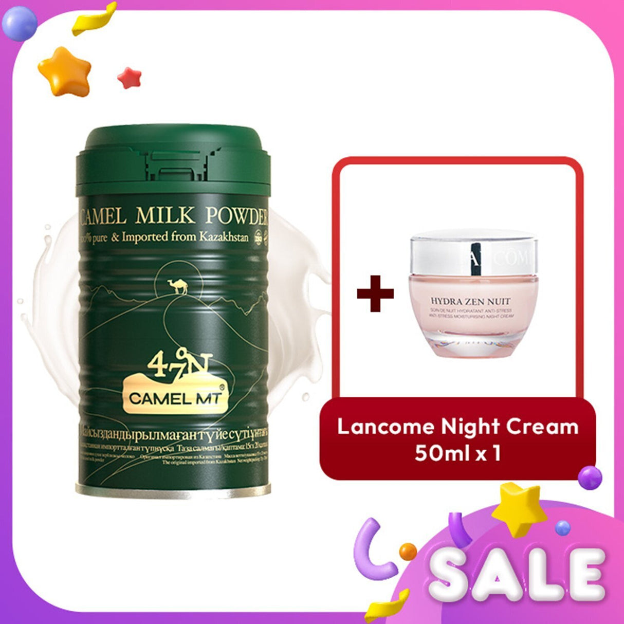 Lancome Camel MT Camel Milk Powder + Lancome Hydra Zen Nuit Night Cream 2pcs