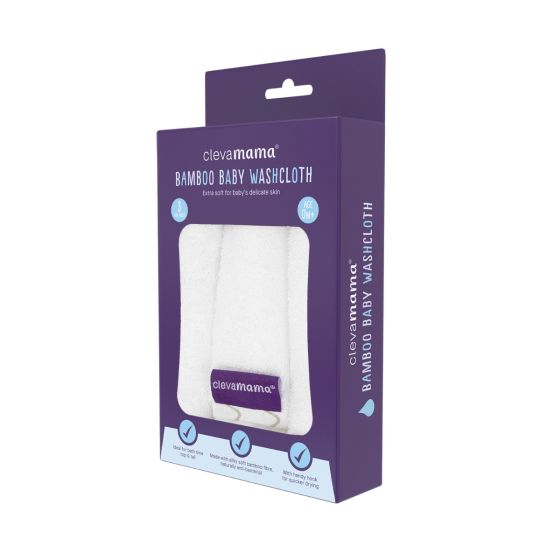 Bamboo Baby Washcloth 3pk - White & Grey - ClevaMama