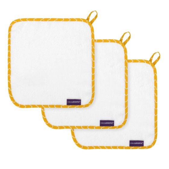 Bamboo Baby Washcloth 3pk - White & Honey - ClevaMama